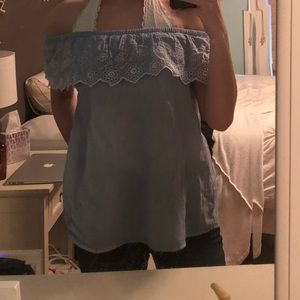 Blue Off the shoulder shirt